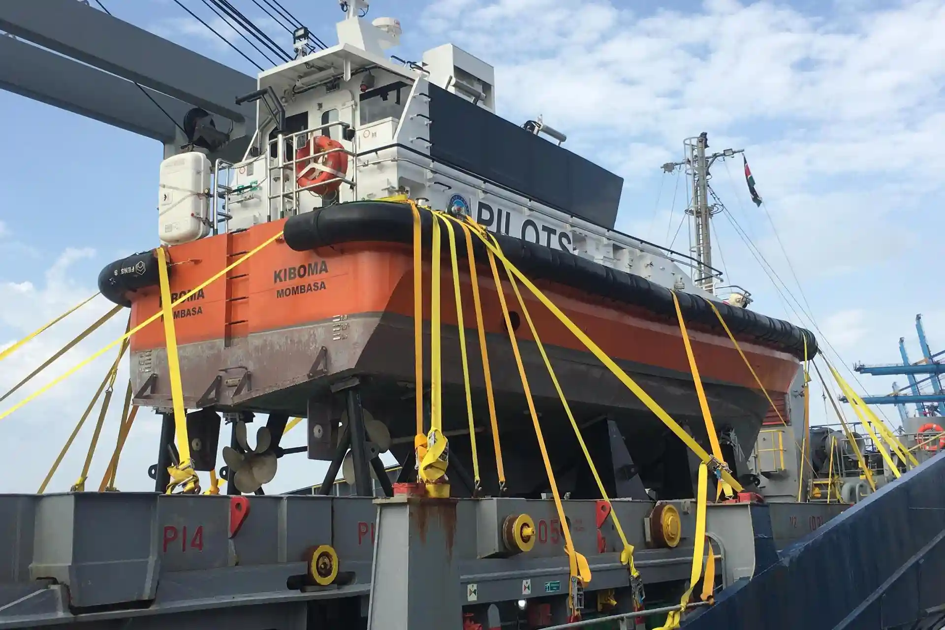 Cargo being securely lashed for transportation – Mercury Marine Services